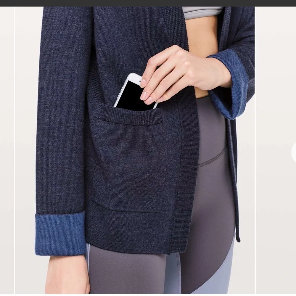 lululemon athletica NEW Reverse Me Wrap - Dark Blue Cardigan Reversible Wool